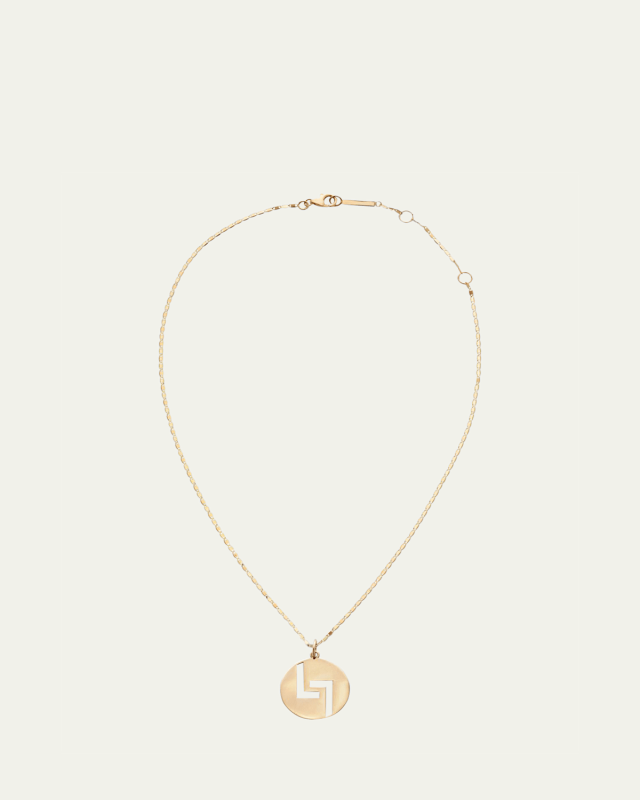 14k Gold 20mm Logo Pendant Necklace
